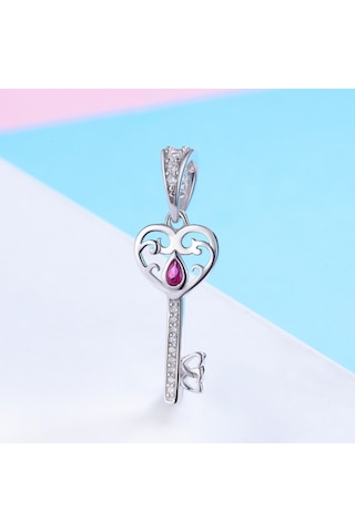 S925 Ayar Gümüş Mutluluk Anahtar Kolye Charm Aksesuarları Çok Renkli