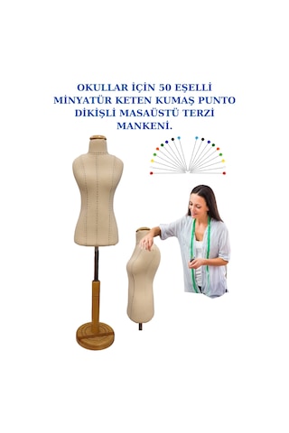 Punto Dikişli Keten Süngerli 50 Eşel Okul Minyatür Terzi Mankeni