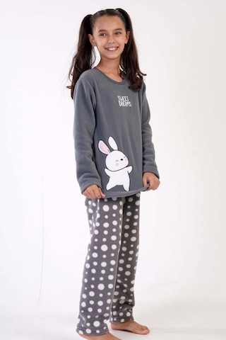Kız Çocuk Polar Uzun Kol Gri Pijama Takımı C3t0n3o176 001