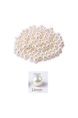 1.000 Gram 1 Kg. 14mm Krem Renk Plastik İnci Boncuk Çanta Ve Ta