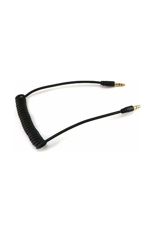Tr Metre Spiralli Aux 3.5mm Kulaklık Ses Aktarma Kablosu Araç Telefon Tablet Laptop Pc