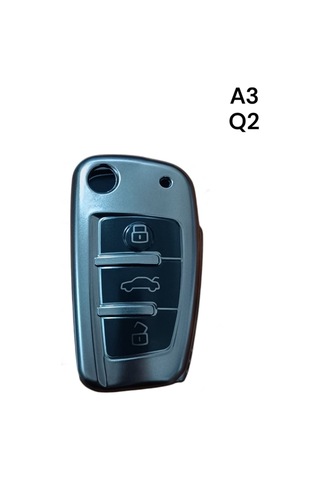 Trobus Anahtar Kumanda Kılıfı Audi A3 Uyumlu Katlanır 3 Buton Gri