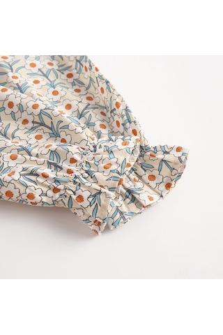 Novahub Çiçek Desenli Uzun Kollu Body - 18-24 Ay Yeşil Mufunye Bebek Elbisesi - Toksik İçermez, Dayanıklı, Rahat Giyim