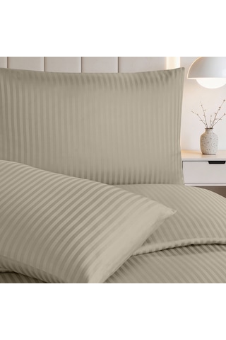 Linestyle King Size Kişilik %100 Pamuk Saten 90 Tel Nevresim Seti Bej 3 Parça