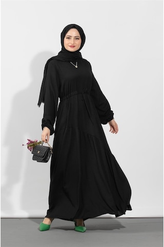Sevitli Beli Tüneli Elbise-siyah-1504-beyaz Beyaz