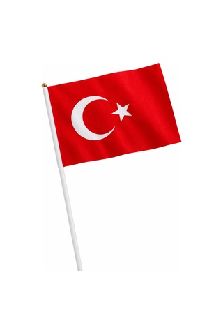 30x45 Cm Plastik Sopalı Alpaka Bez Türk Bayrağı Dayanıklı Kumaş,1 Adet El Bayrağı Tek Ebat