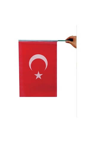 Plastik Sopalı Alpaka Bez Türk Bayrağı 20x30 Cm 10 Lu Set Tek Ebat