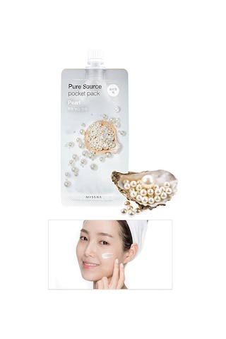Missha Pure Source Pocket Pack Aydınlatıcı&Nemlendirici İnci Özlü Uyku Maskesi 10 ML (Pearl)