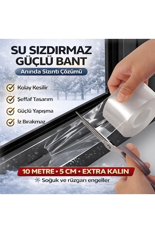 Yalıtım Bandı 10m X 5cm Güçlü Yapışkan,su Ve Hava Geçirmez, Kapı & Pencere Soğuk Önleyici Bant