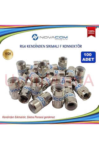 Novacom Rg 6 Kendinden Sıkmalı F Konnektor 100 Adet