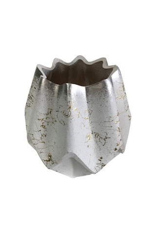 Burgulu Seramik Saksı Beyaz -altın Sarısı Renk