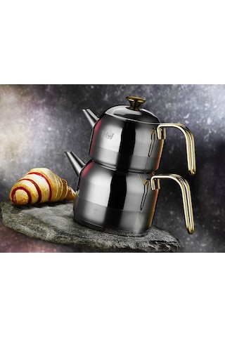 Mira Mini Boy Gold Kulp Çelik Çaydanlık-cy-5866 Gri