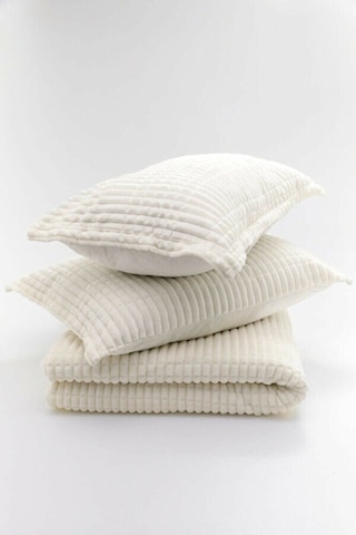 Merinos Modern Line 3 Parça Battaniye Seti - Kemik Ekru Renk Tek Ebat Bed