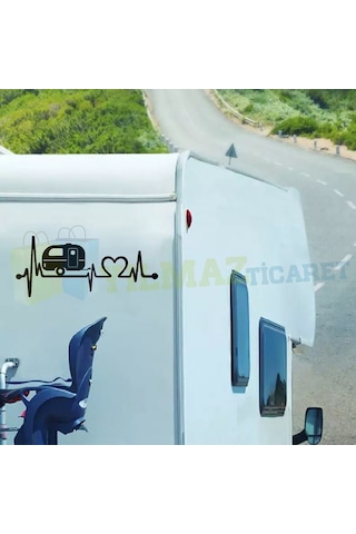 Karavan Kalp Ritim Atışı Oto Sticker Yapıştırma Etiket Çıkartma