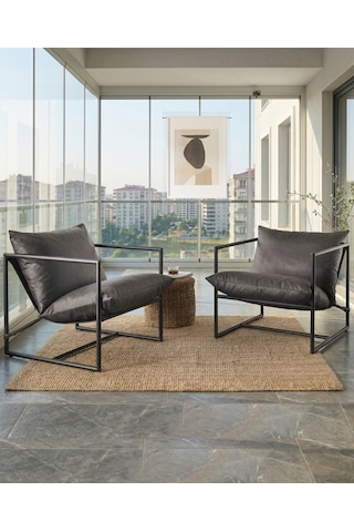 Sller 2'li Şık Dekoratif Berjer-metal İskelet ,suni Deri Kaplama , Modern Tasarım Siyah Sller 2'li Şık Dekoratif Berjer-metal İskelet ,suni Deri Kaplama , Modern Tasarım Siyah