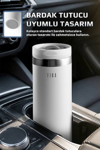 Neoflam Fika Tauko Sızdırmaz Kolay Sökülebilir Temizlenebilir Patentli Kapak Çelik Bardak Termos 470 Ml beyaz