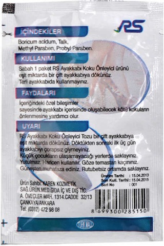 Ayak Kokusu Önleyici Toz 10 Gr Paket