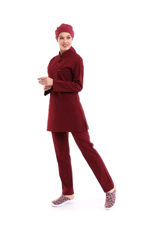 Soft Likralı Tesettür Forma Takım İki Çıtçıt - 6407 Bordo Soft-6119