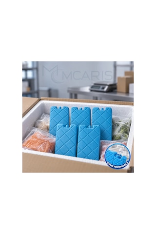 5'li Doldurulabilir Buz Aküsü Seti - Dondurucu Buz Kasedi Ice Box Soğutucu Blok Mavi Beyaz