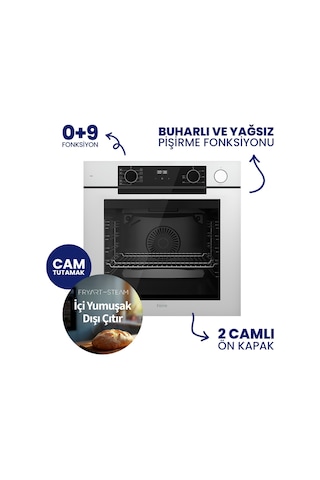 Ferre Steamart-Fryart-Silentart Serisi Beyaz Set QEP64CB+SS206+D087-SA Emaye Izgara