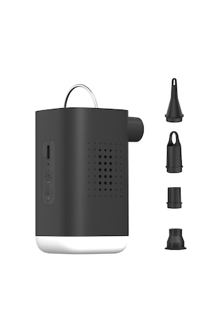 Samdoo Siyah Taşınabilir Elektrikli Hava Pompa, Inflasyon-deflasyon, 4 Uç, Kamp Lambası, 2400mah Li-poly Batarya, Abs, Dış Mekan Kullanıma Uygun