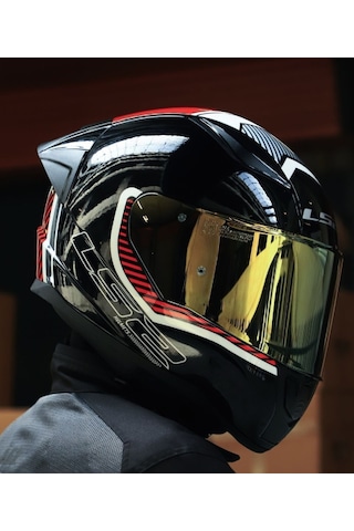 Ls2 Rapid 2 Race Extra Beyaz-kırmızı Fullface Motosiklet Kaskı Gold Camlı Beyaz - Kırmızı
