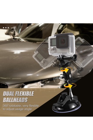 Yaozixa Siyah Abs+metal Süngerli Tutucu, 450g Yük Kapasitesi, 360 Döner İki Toplu Uç, Spor Kamerası Ve Telefon Uyumlu