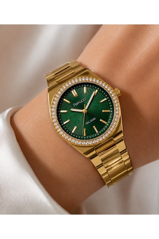 Ferrucci Fc84982 Klasik Zarif Model Taşlı Kadran Çelik Kordon&kasa Kadın Kol Saati 35mm Altın