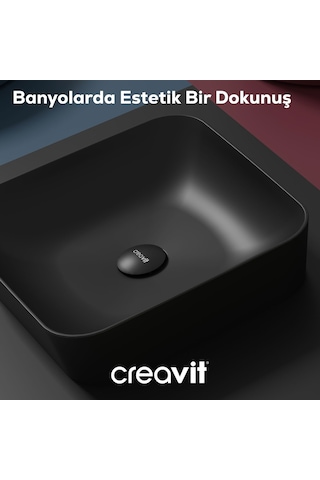 Creavit Ultra Kare Çanak Lavabo 40cm Mat Siyah Ul040-00sm00e-0000