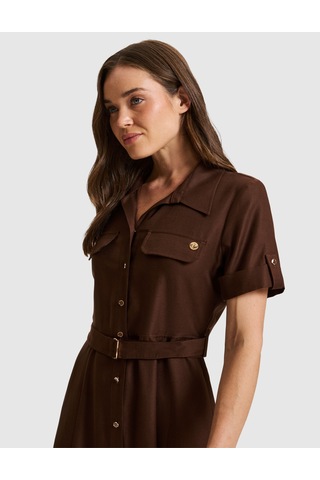 Pierre Cardin Kahverengi Regular Fit Dokuma Elbise 50321289 Vr029