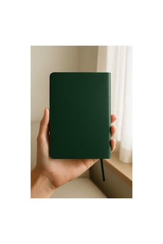 Yeşil Termo Deri Kapaklı Noktalı Defter, A5 Boyut, 128 Yaprak 124-Pembe