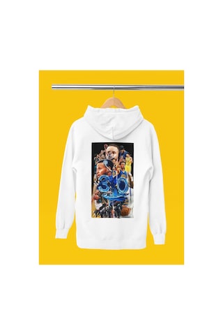 Stil X Stephen Curry Baskılı Kapüşonlu Sweatshırt Beyaz-1