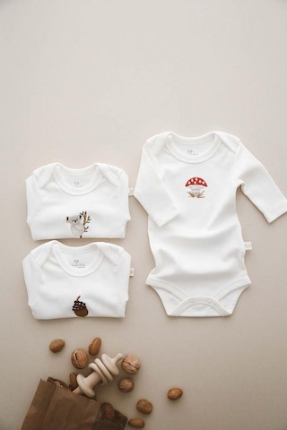 3lü Nakışlı Çıt Çıtlı Uzun Kollu Body-zıbın Model 1 Beyaz