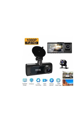 Araba Dikiz Aynası Kamerası Glr V20 Wıfı 2 İnç Çift Lens Ips Ekran Full Hd 1080p Gece Görüş