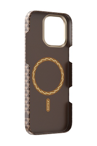 Apple Uyumlu iPhone 16 Pro Max Kılıf M-safe Raptic Aramid Skin Origin Serisi Kapak Kahverengi