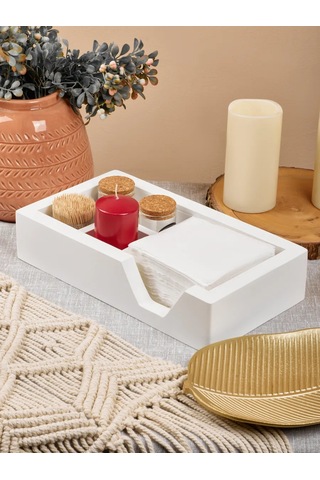 Oktaur Büyük Ahşap Masa Peçetelik 451687092 Beyaz