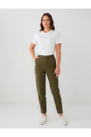 Jimmy Key Haki Normal Bel Normal Paça Gabardin Pantolon 5ww184558310