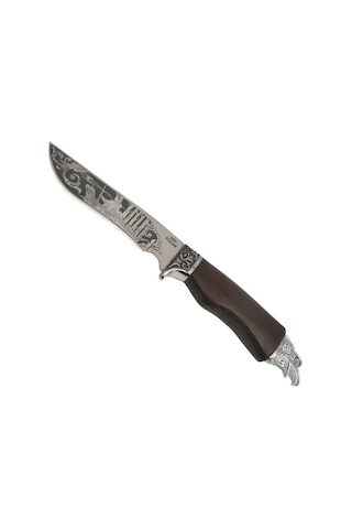 Sterling Kahverengi Saplı İşlemeli 29cm Avcı Kamp Bıçağı