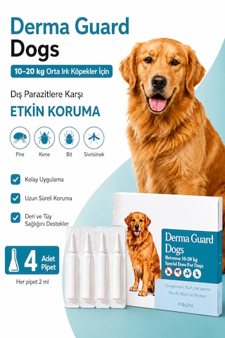 10-20 Kg Köpek Dış Ense Deri Damlası Pire Bit Kene Deri Bakımı İçin Bitkisel Damla 4x2 Ml