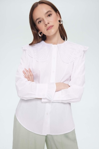 DeFacto Regular Fit Geniş Yakalı Poplin Uzun Kollu Tesettür Gömlek Tunik F2731AX25SMWT34