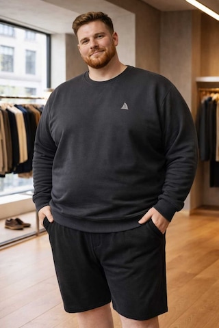 Akt Gayem Butik Büyük Beden 7xl-10xl Uzun Kollu T-shirt Füme