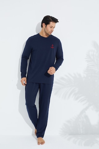 Siyah İnci Uzun Kollu Örme Erkek Pijama Takım 7795 Lacivert