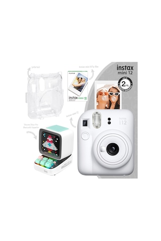 Instax Mini 12 Fotoğraf Makinesi + 10 'lu Film + Şeffaf Kılıf + Divoom Ditoo Pro Bluetooth Hoparlör