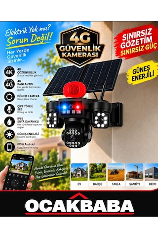 4k Güneş Enerjili Gece Görüşlü Güvenlik Kamerası 4gsim + 64 Gb Hafıza Kartı