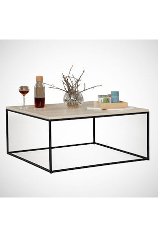 Poly Orta Sehpa Metal & Orta Masa Açık Meşe / Metal Ayaklı Sehpa
