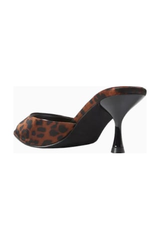 Camp Jeffrey Campbell Spy Kid 60 Leopar Desenli, Saten Açık Burun Kadın Topuklu Mules Terlik Koyu Kahverengi 38