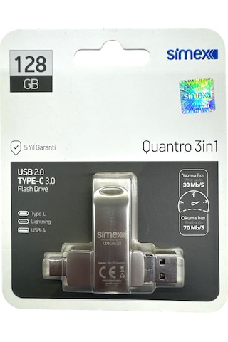 Apple Uyumlu iPhone Flash Bellek İos 128 Gb Otg Usb Type C Disk Pc