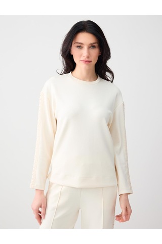 Jimmy Key Jimmy Key Ekru Rahat Kesim Bisiklet Yaka Örme Modal Sweatshirt 6sw235632114