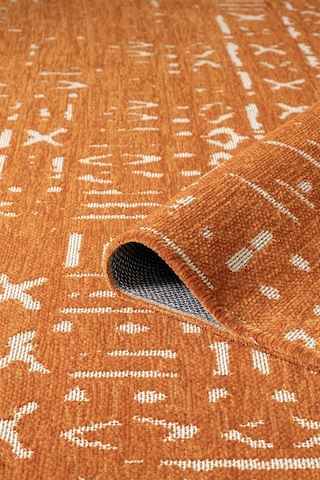 Mikasa Mks01t Turuncu Dekoratif Şönil Kilim İskandinav Desen Yıkanabilir Yumuşak Kaymaz Taban Halı Truncu