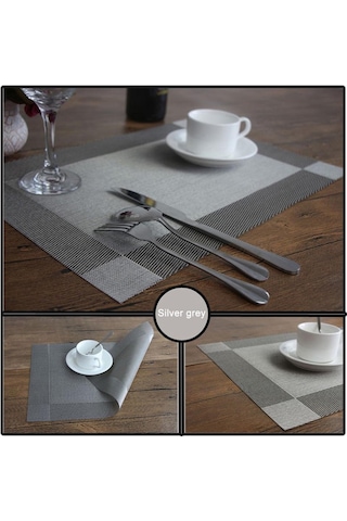 Gümüş & Gri Termal 4 Adet/takım Kaymaz Servis Altlığı Yalıtım Ev Ürün Pedi Yemek Masası Mat Gümüş & Gri
